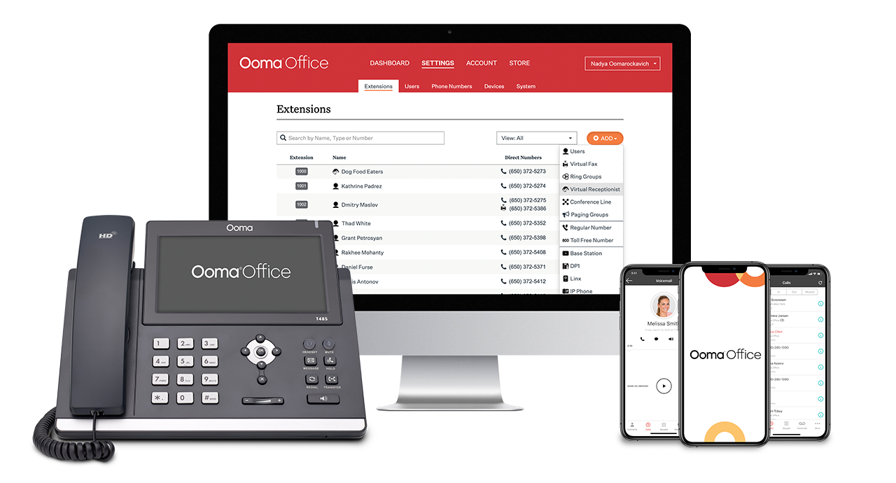 ooma office on desk phone mobile and desktop